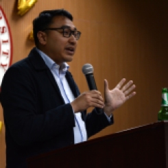 STL Assistant Dean Christian Pangilinan gives the annual Thanksgiving Toast